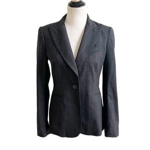 Nice Theory Pin Stripe One Button Wool Blazer Charcoal Size 8